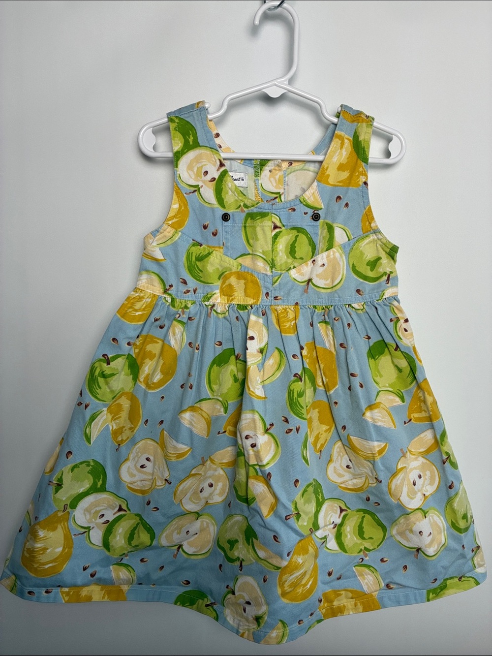 Sleeveless Blue Fruit-Print Cotton Dress for Girls